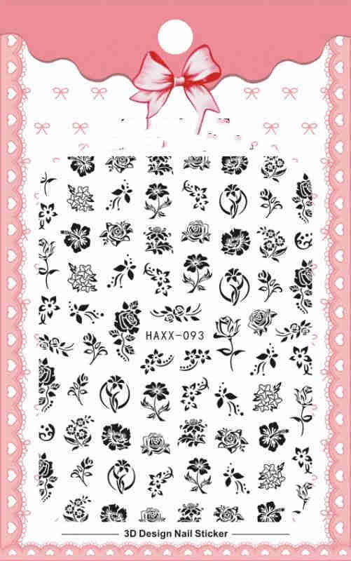 Black Butterfly & White Flower Nail Stickers – Adhesive Nail Decals